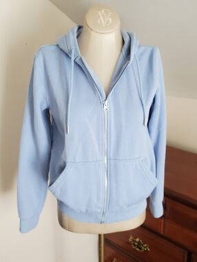 H&M Light Blue Zip-Up Hoodie - XS